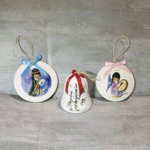 DeGrazia Ornament Lot Of 3 Christmas Native American Signed